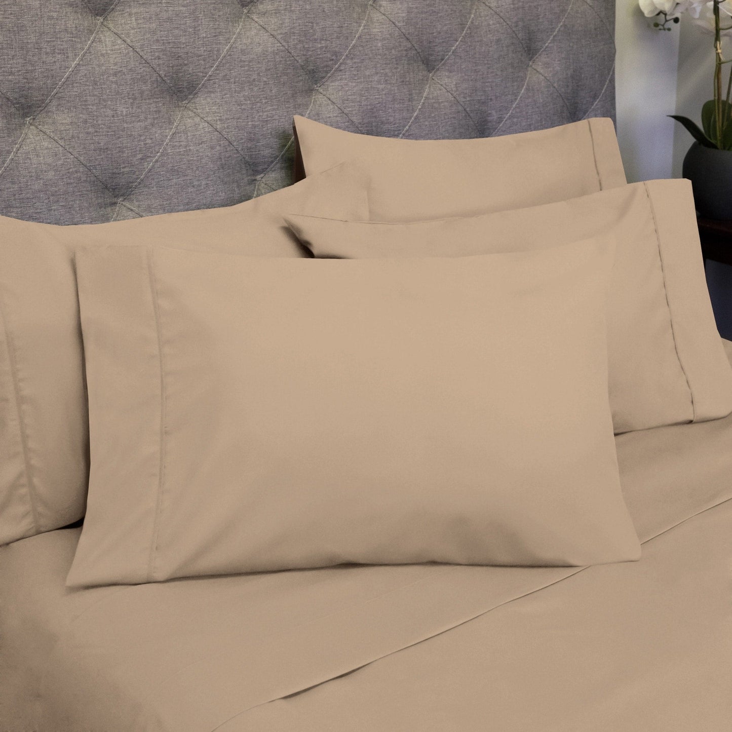 Soft Brushed Microfiber 7-piece Split King Sheet Set - 4 Pillowcases