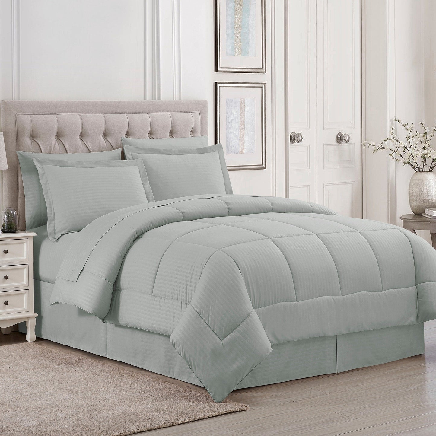 Soft Dobby 8-piece Striped Down Alternative Bed-in-a-Bag Set w/ Sheets