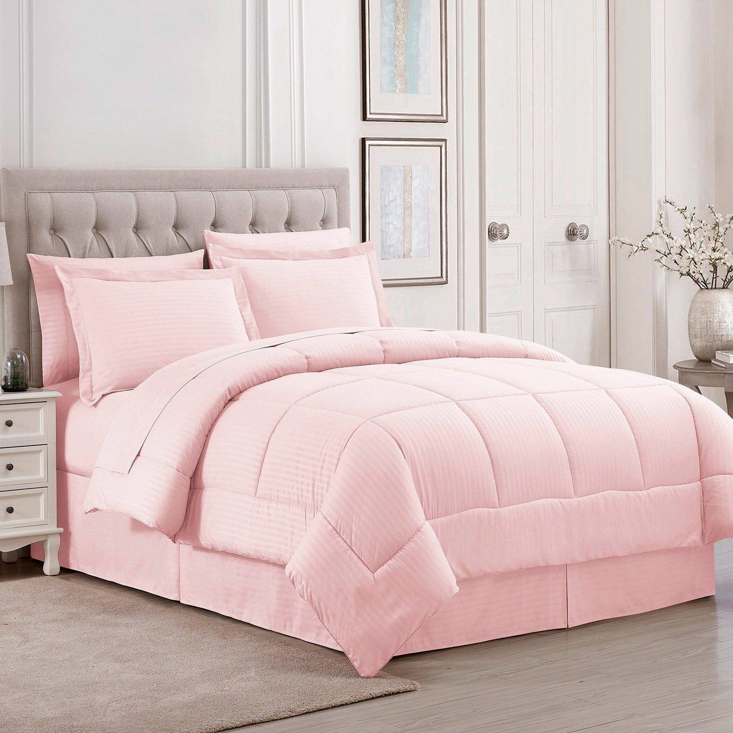 Soft Dobby 8-piece Striped Down Alternative Bed-in-a-Bag Set w/ Sheets