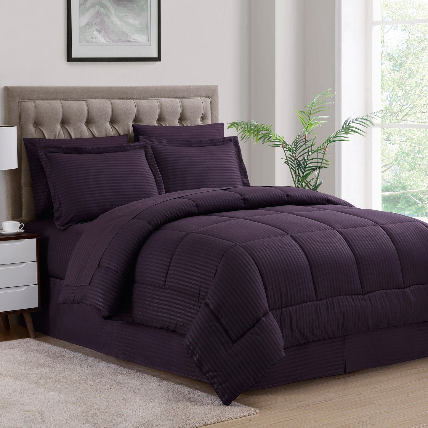 Soft Dobby 8-piece Striped Down Alternative Bed-in-a-Bag Set w/ Sheets