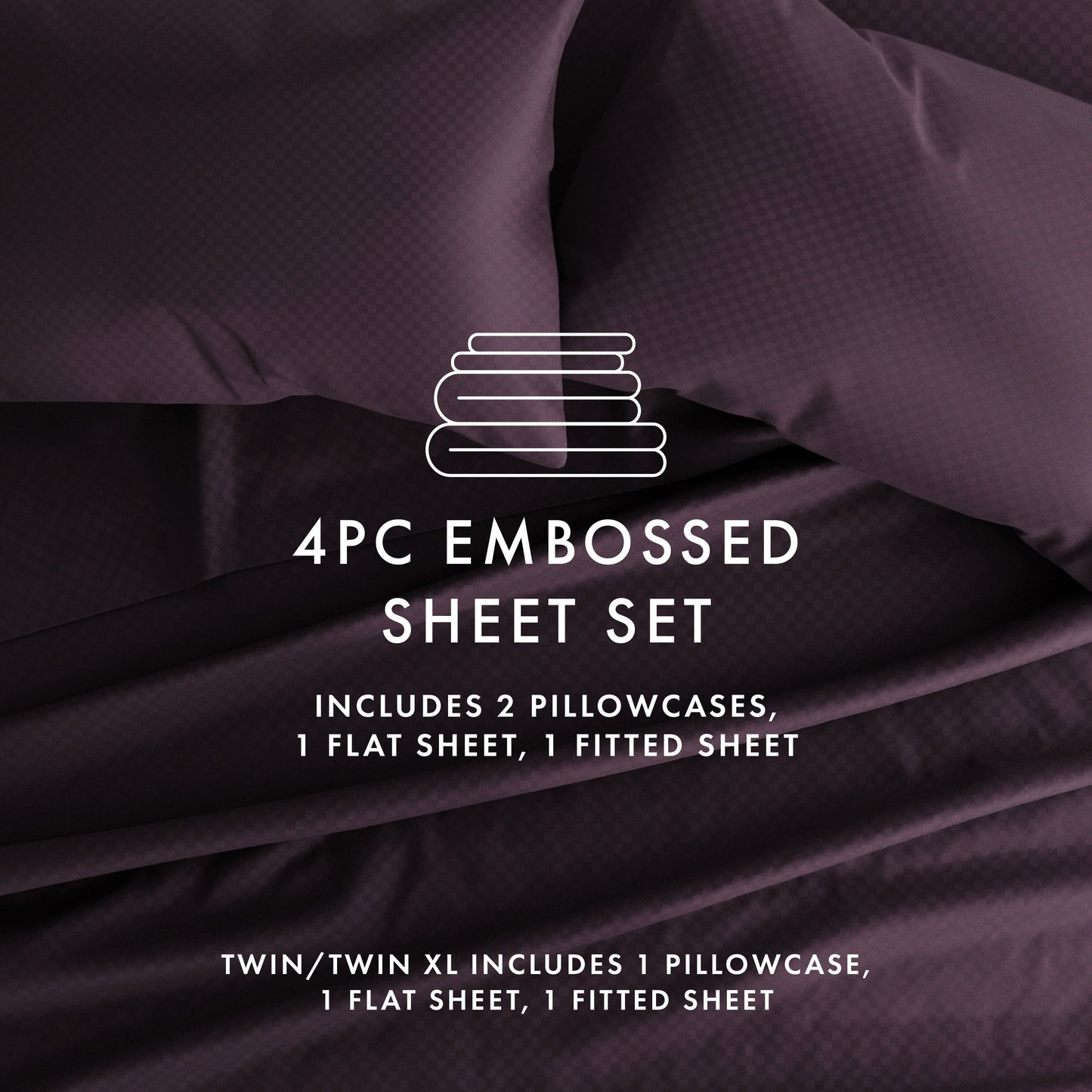 Soft Essentials Double Brushed Embossed Checkered 4PC Deep Pocket Bed Sheet Set