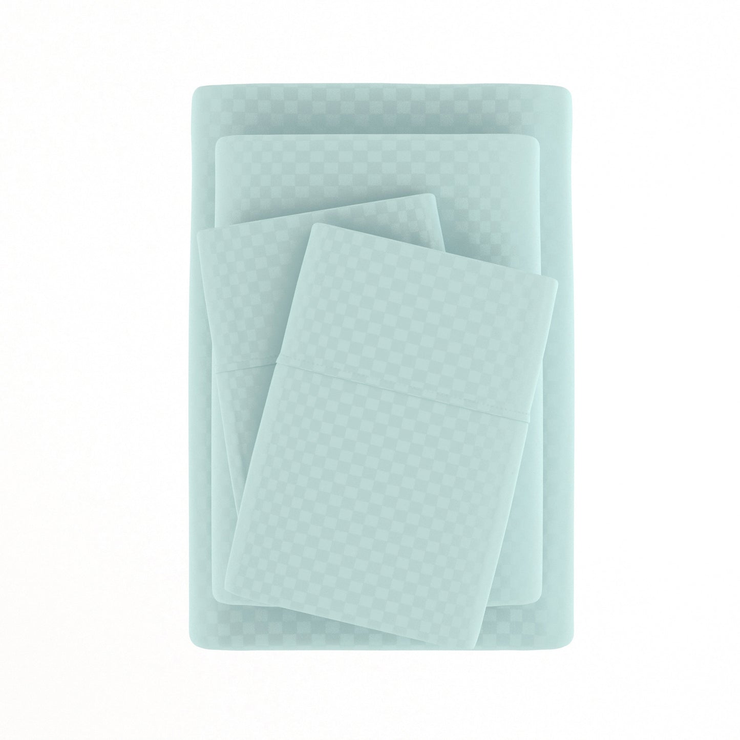 Soft Essentials Double Brushed Embossed Checkered 4PC Deep Pocket Bed Sheet Set