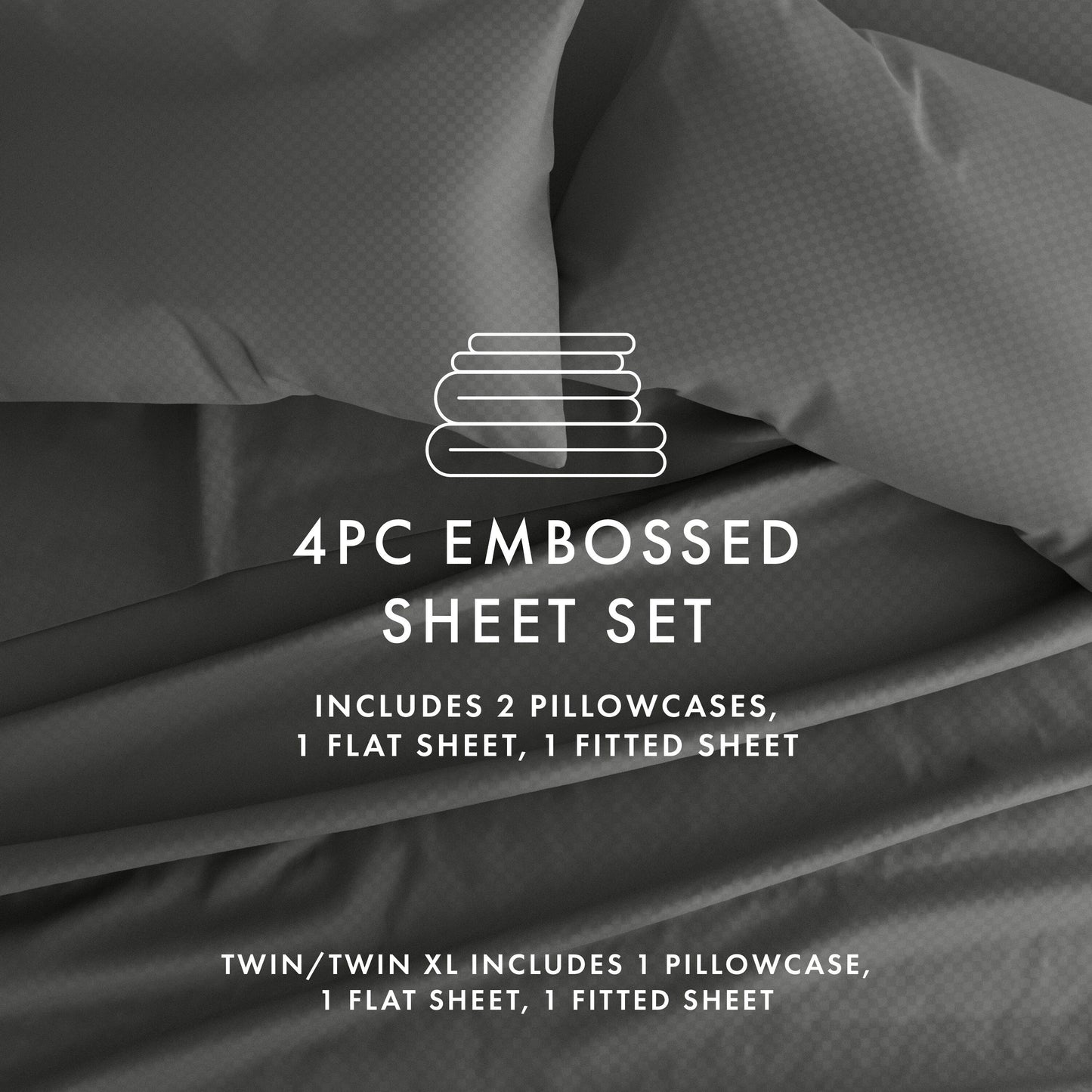 Soft Essentials Double Brushed Embossed Checkered 4PC Deep Pocket Bed Sheet Set