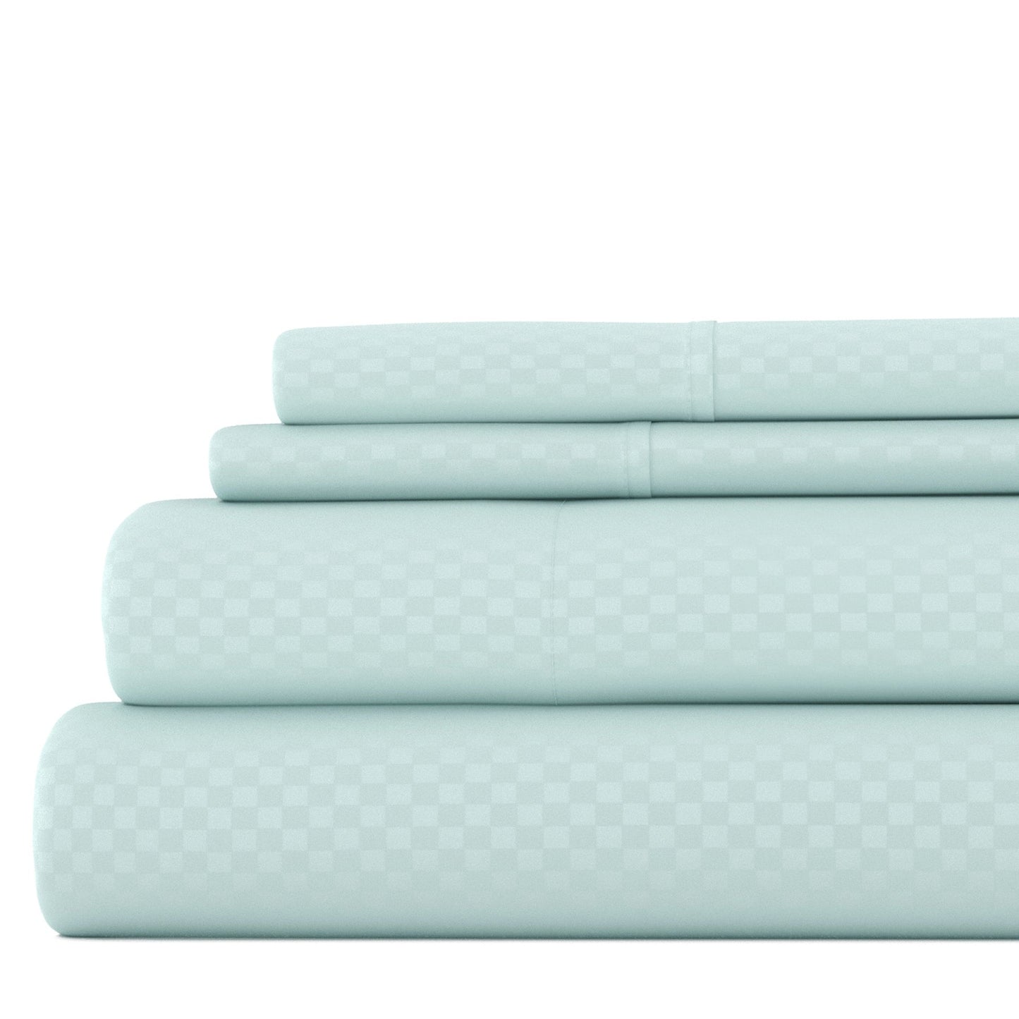 Soft Essentials Double Brushed Embossed Checkered 4PC Deep Pocket Bed Sheet Set