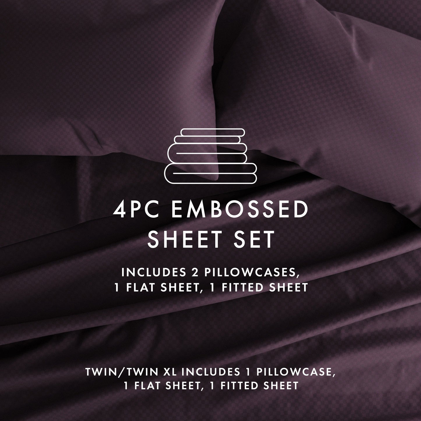Soft Essentials Double Brushed Embossed Checkered 4PC Deep Pocket Bed Sheet Set