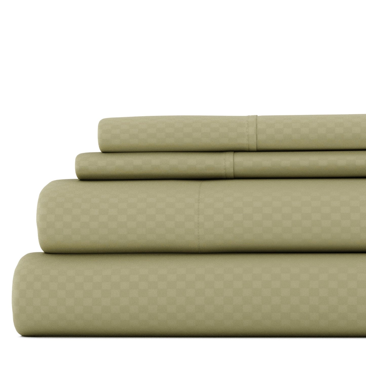 Soft Essentials Double Brushed Embossed Checkered 4PC Deep Pocket Bed Sheet Set