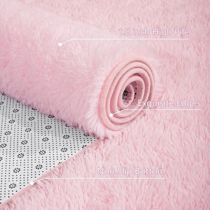 Soft Indoor Area Rug Modern Fluffy Home Carpet - 4' x 5.3'