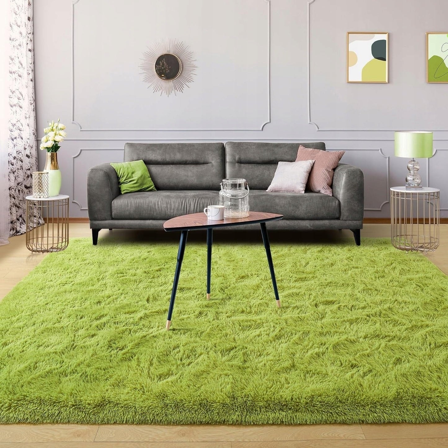 Soft Indoor Area Rug Modern Fluffy Home Carpet - 4' x 5.3'