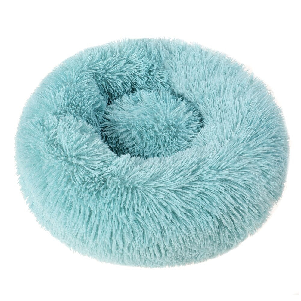 Long Plush Calming Pet Bed Round Donut Cuddler for Small Large Cat Dog
