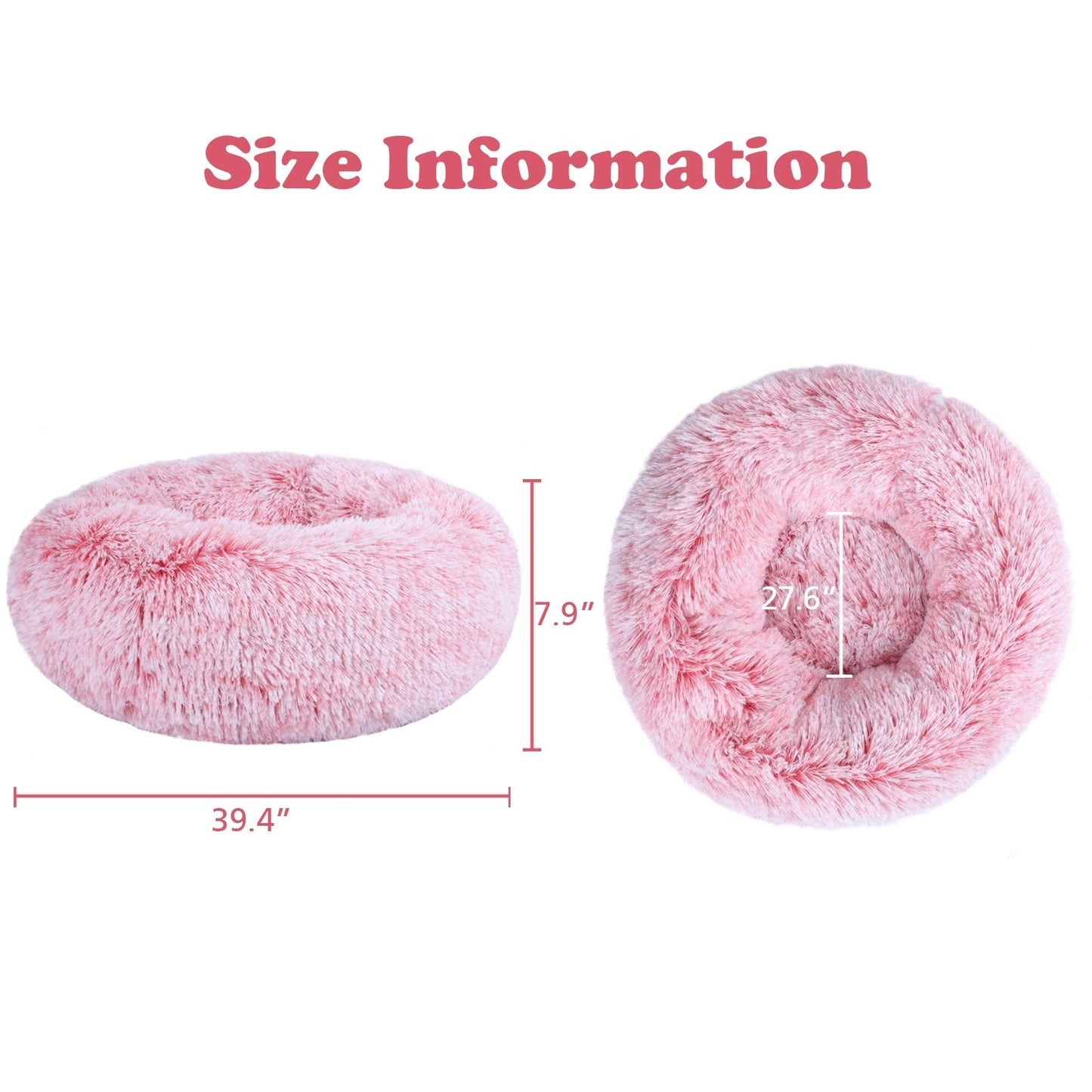 Long Plush Calming Pet Bed Round Donut Cuddler for Small Large Cat Dog