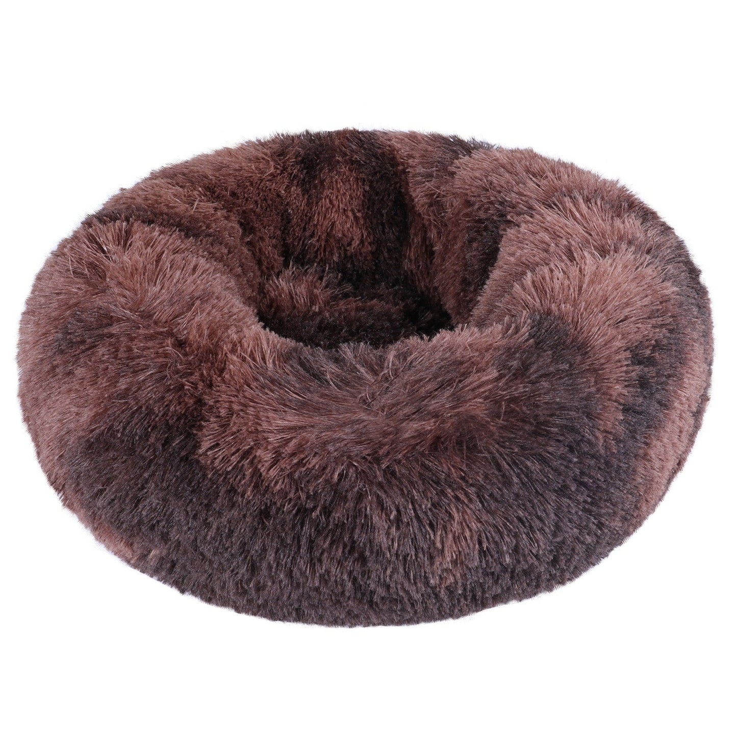 Long Plush Calming Pet Bed Round Donut Cuddler for Small Large Cat Dog