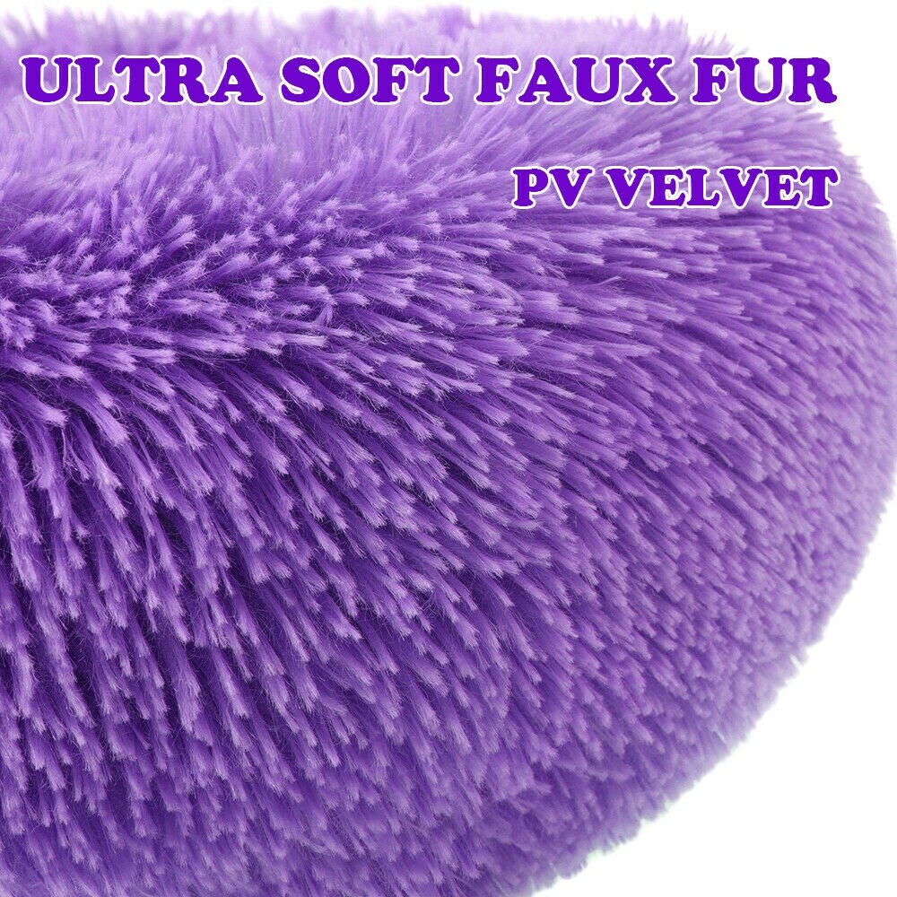Long Plush Calming Pet Bed Round Donut Cuddler for Small Large Cat Dog