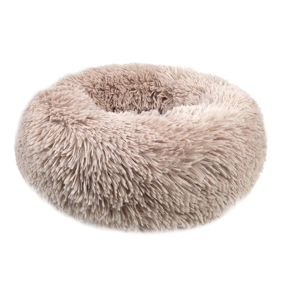 Long Plush Calming Pet Bed Round Donut Cuddler for Small Large Cat Dog