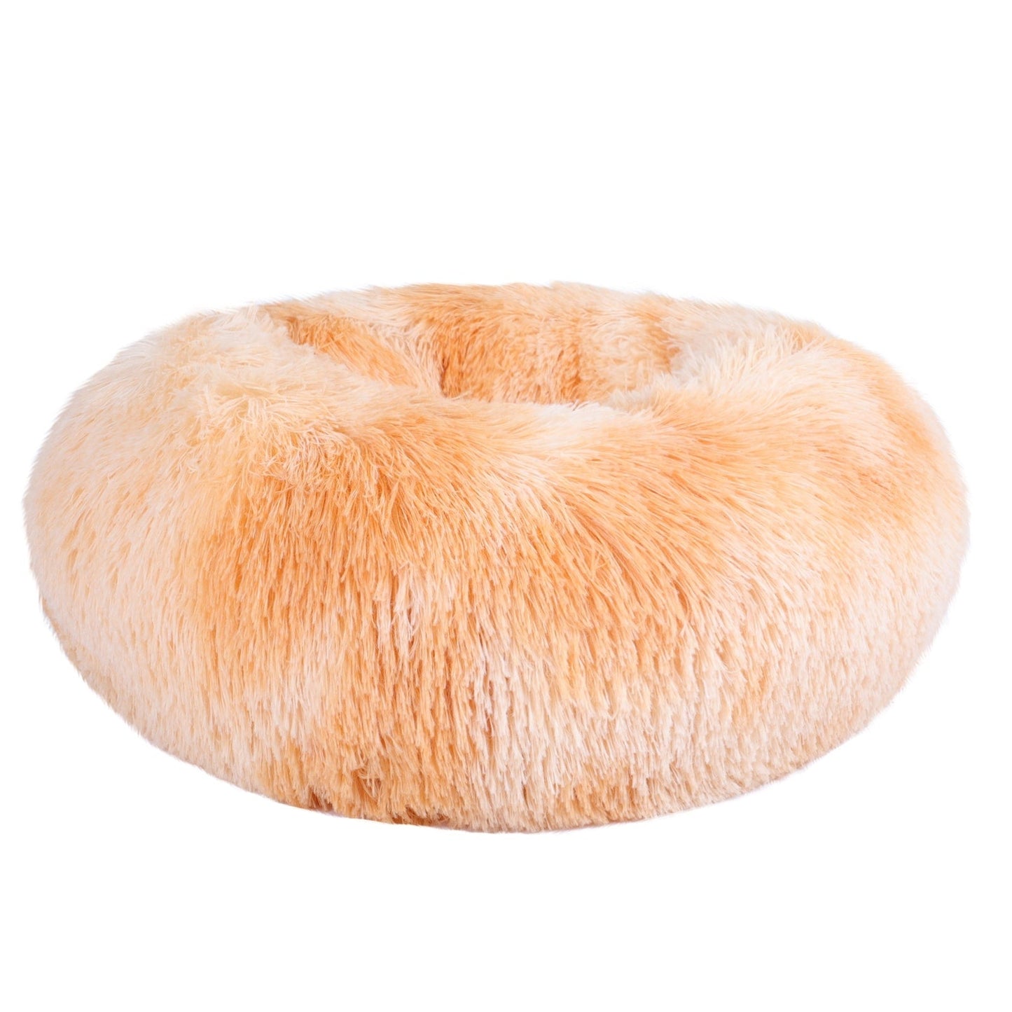 Long Plush Calming Pet Bed Round Donut Cuddler for Small Large Cat Dog