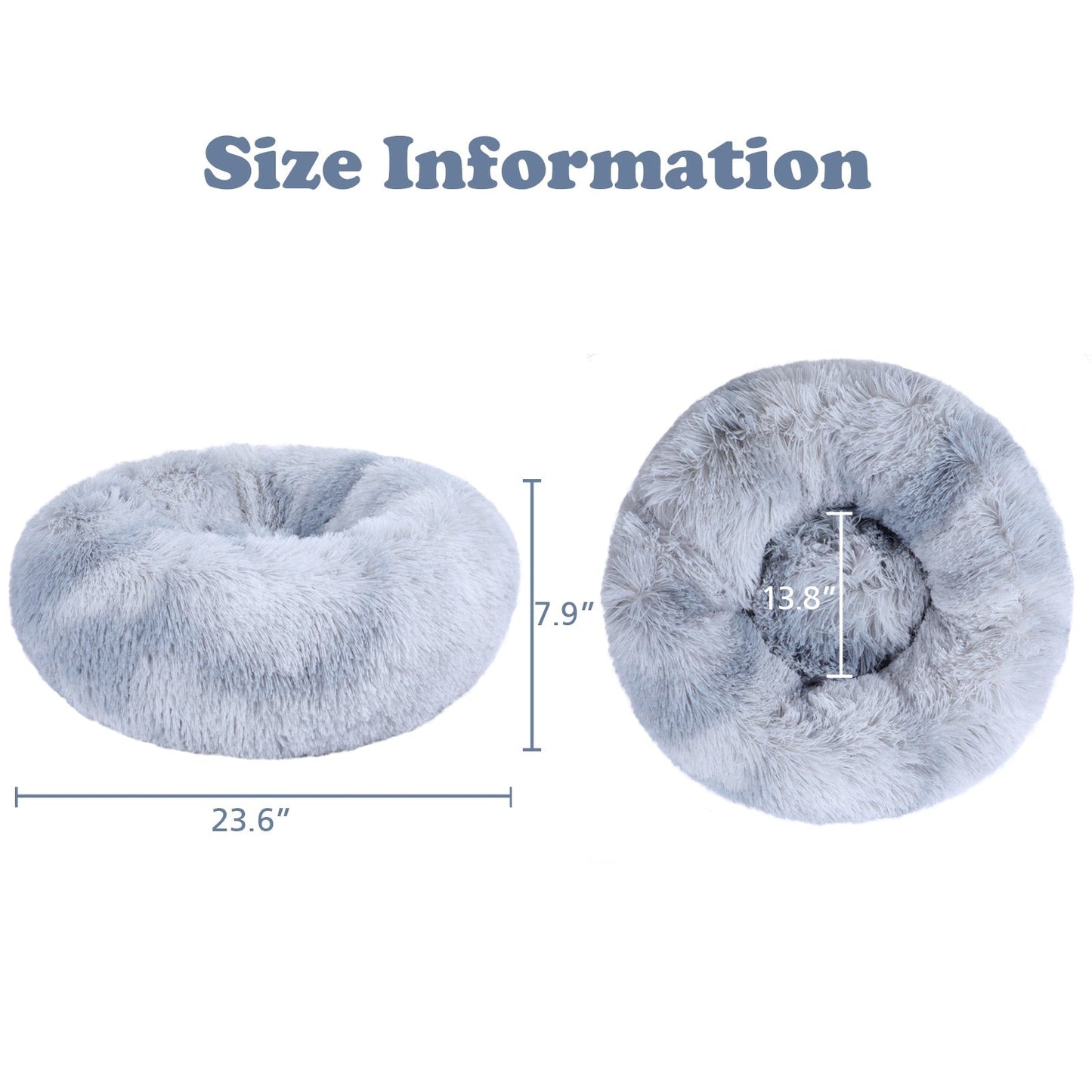 Long Plush Calming Pet Bed Round Donut Cuddler for Small Large Cat Dog
