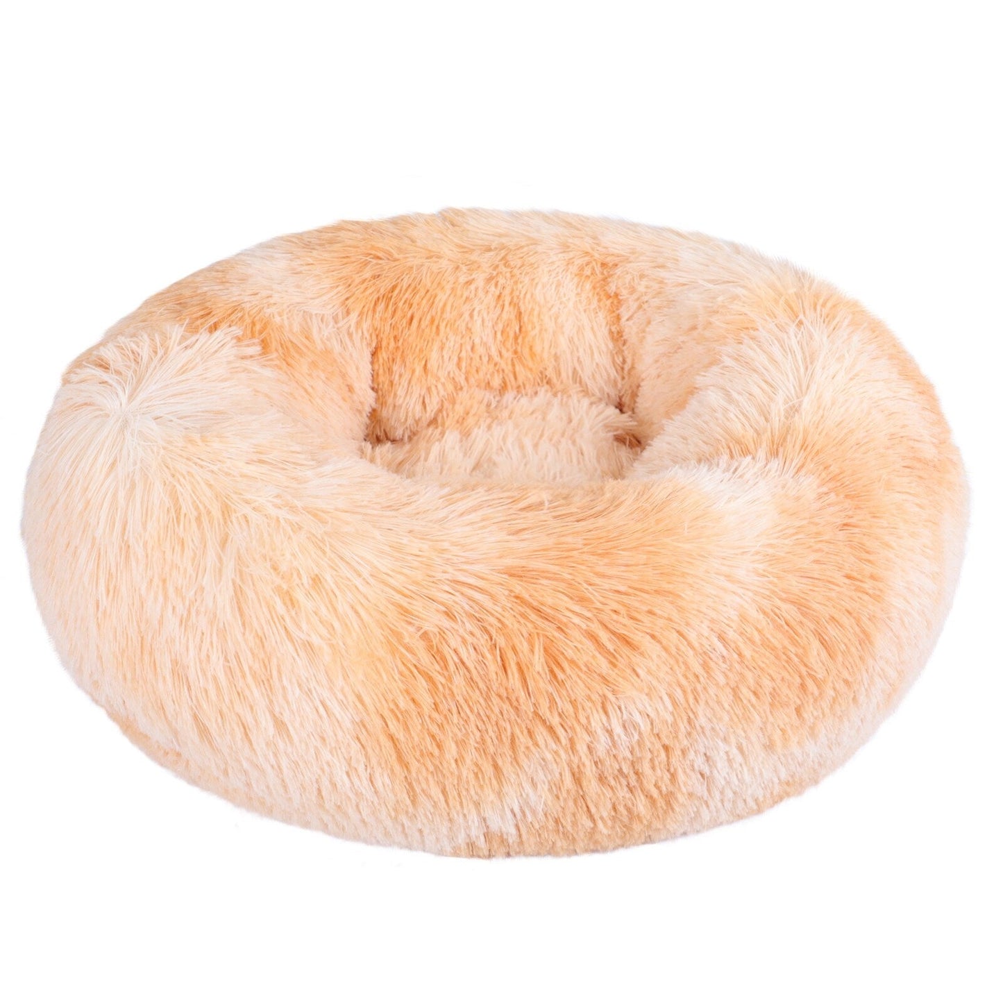 Long Plush Calming Pet Bed Round Donut Cuddler for Small Large Cat Dog