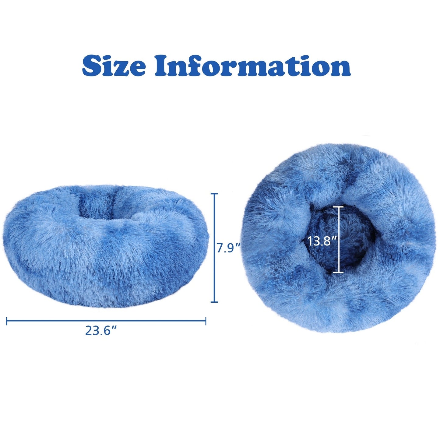 Long Plush Calming Pet Bed Round Donut Cuddler for Small Large Cat Dog