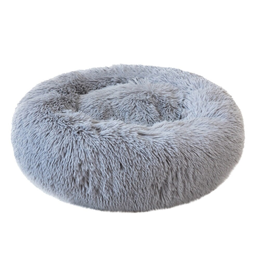 Long Plush Calming Pet Bed Round Donut Cuddler for Small Large Cat Dog