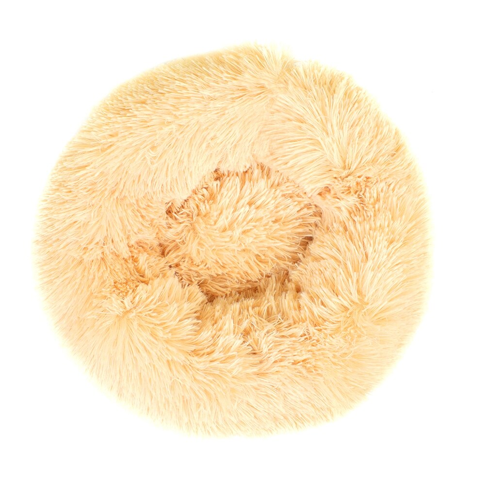 Long Plush Calming Pet Bed Round Donut Cuddler for Small Large Cat Dog