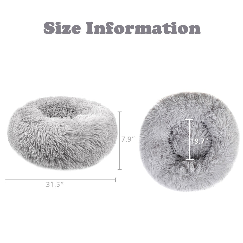 Long Plush Calming Pet Bed Round Donut Cuddler for Small Large Cat Dog