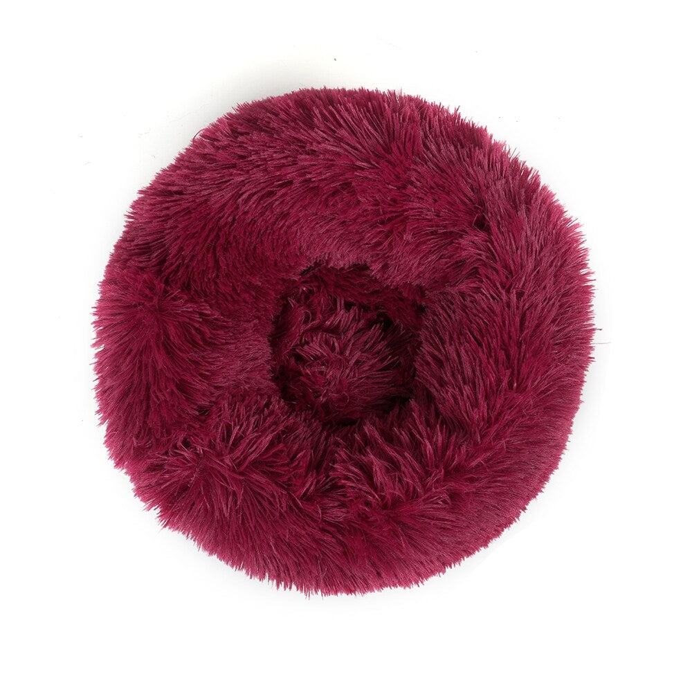 Long Plush Calming Pet Bed Round Donut Cuddler for Small Large Cat Dog