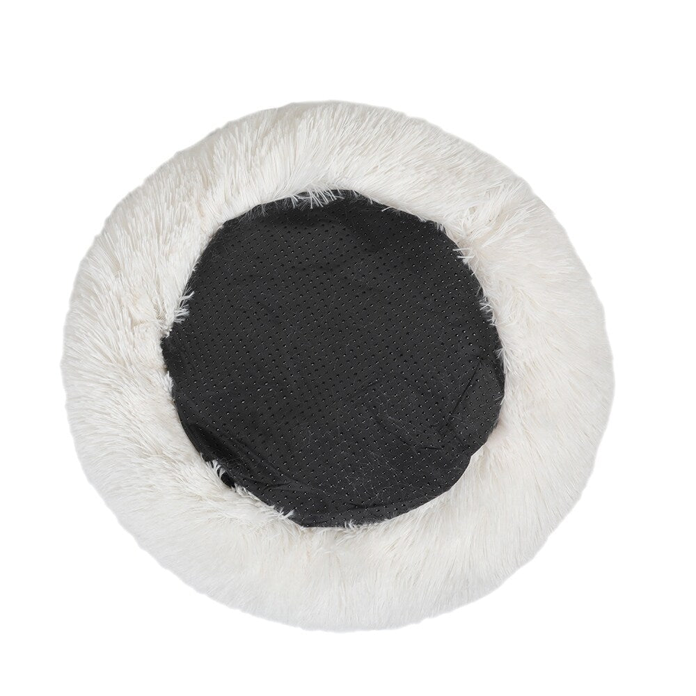 Long Plush Calming Pet Bed Round Donut Cuddler for Small Large Cat Dog