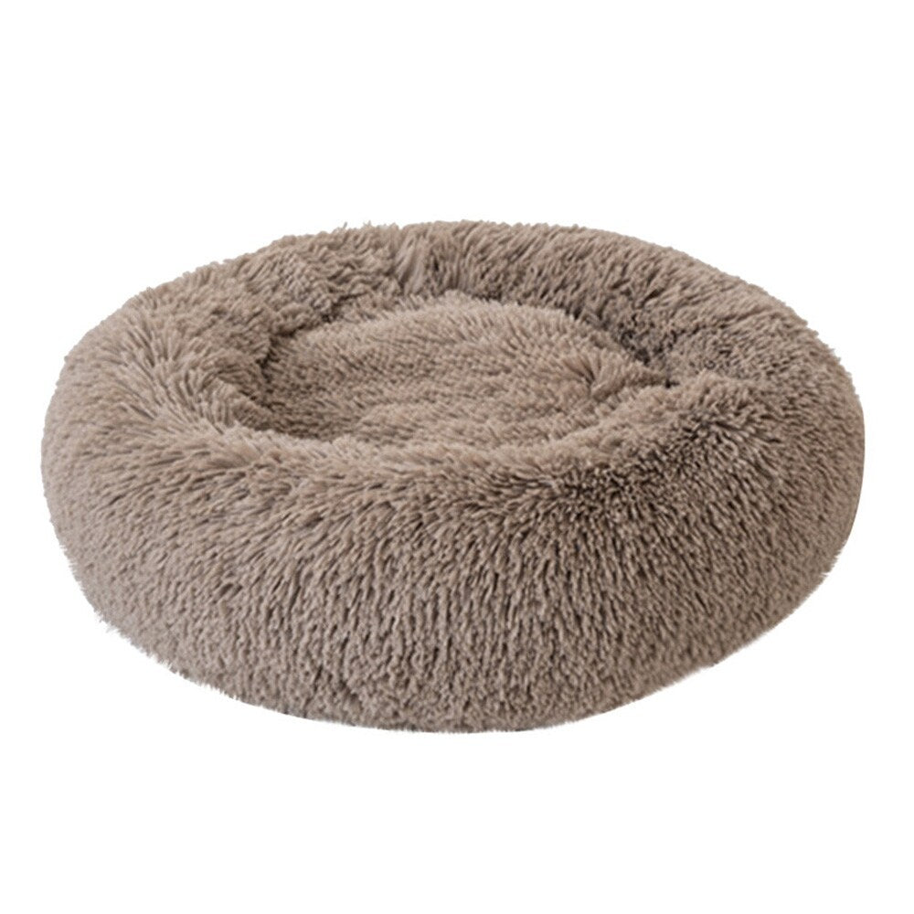 Long Plush Calming Pet Bed Round Donut Cuddler for Small Large Cat Dog