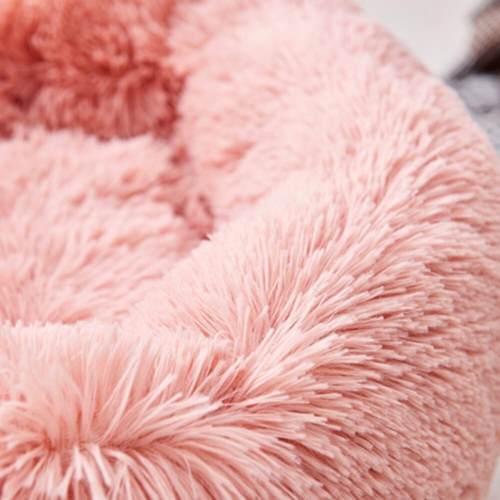 Long Plush Calming Pet Bed Round Donut Cuddler for Small Large Cat Dog