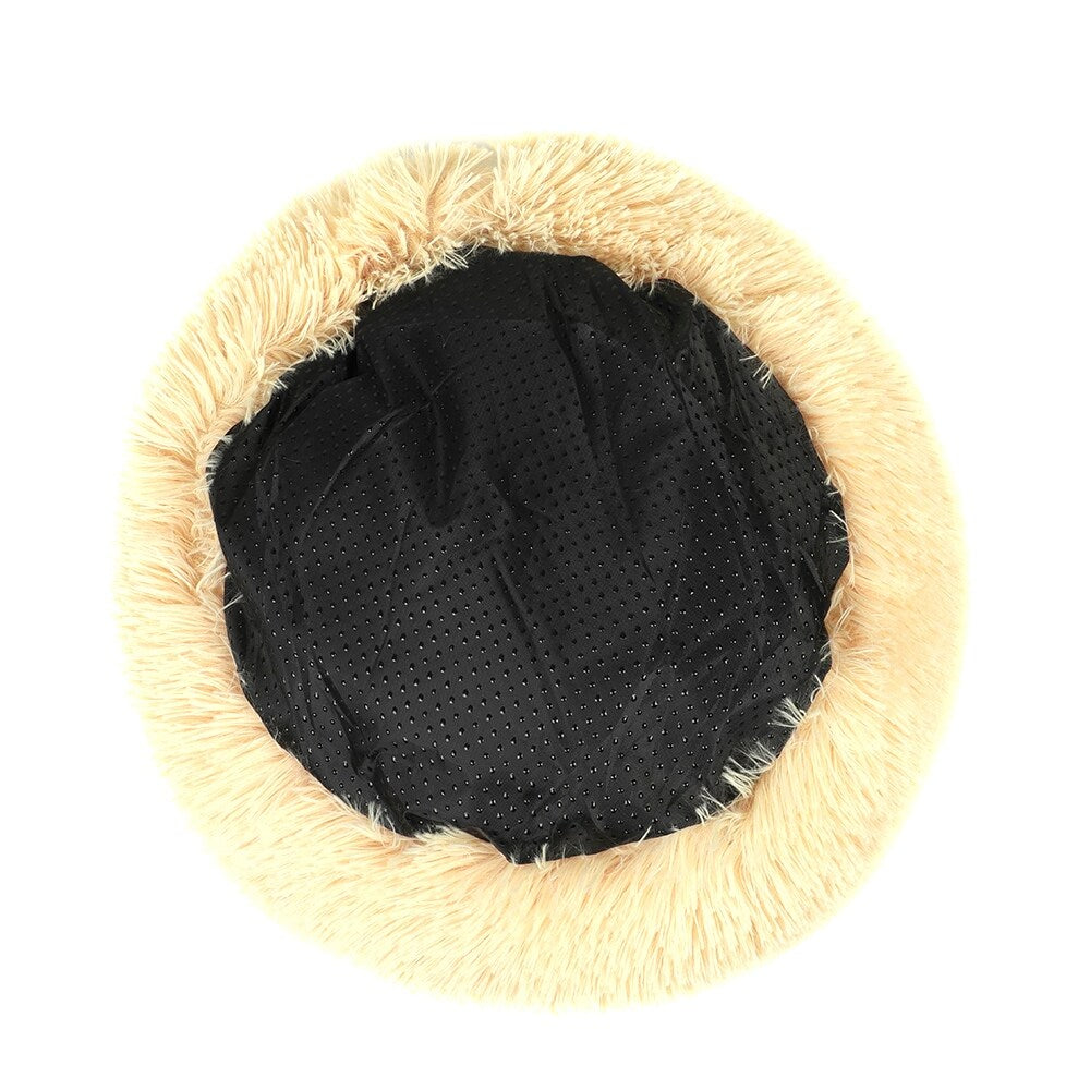 Long Plush Calming Pet Bed Round Donut Cuddler for Small Large Cat Dog