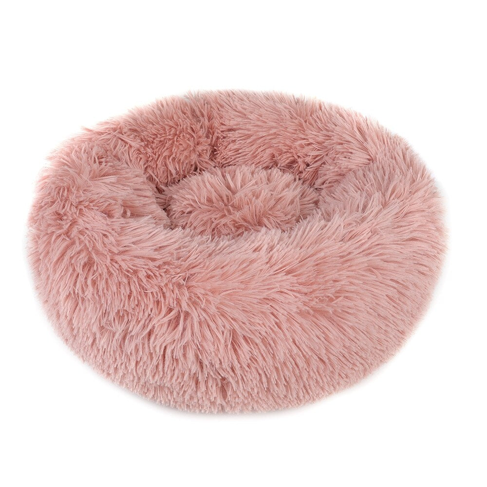 Long Plush Calming Pet Bed Round Donut Cuddler for Small Large Cat Dog
