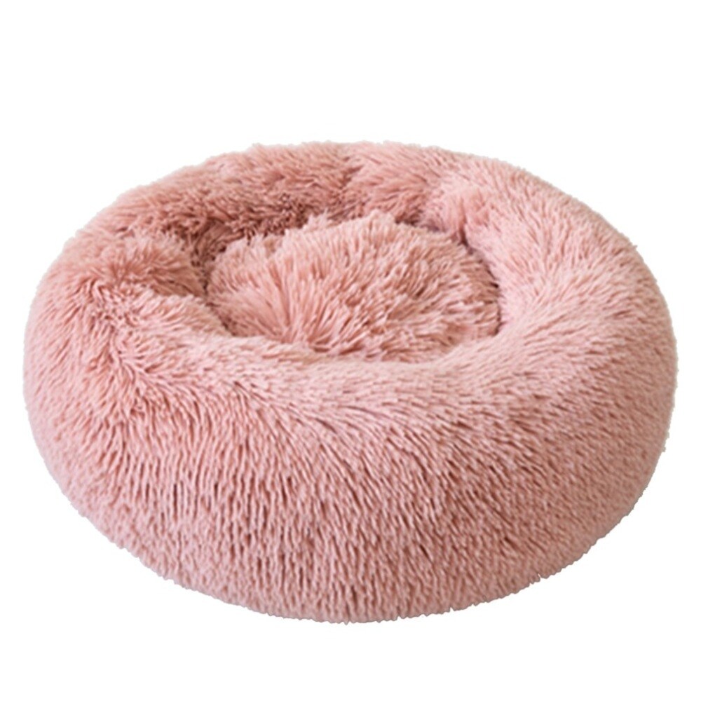 Long Plush Calming Pet Bed Round Donut Cuddler for Small Large Cat Dog