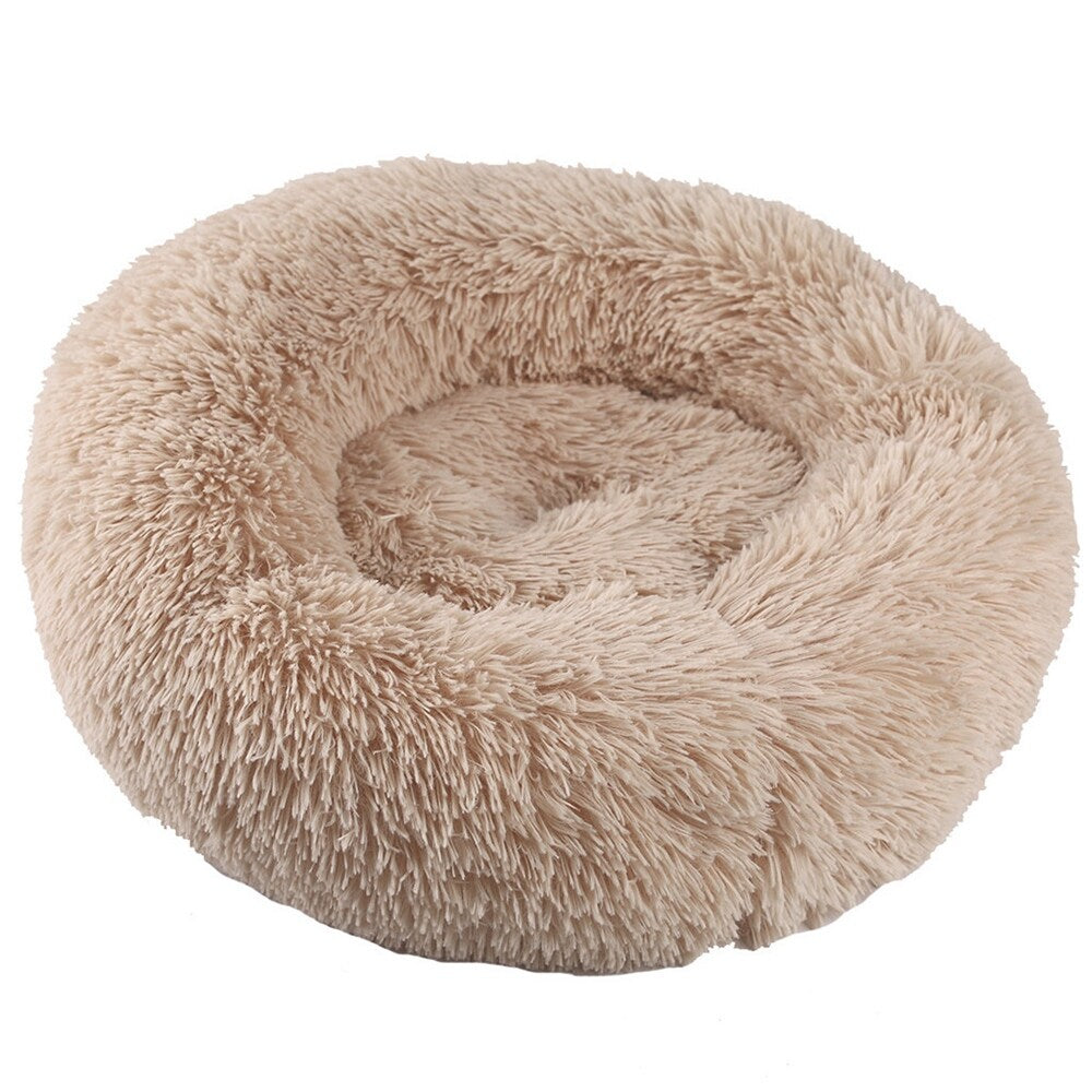 Long Plush Calming Pet Bed Round Donut Cuddler for Small Large Cat Dog