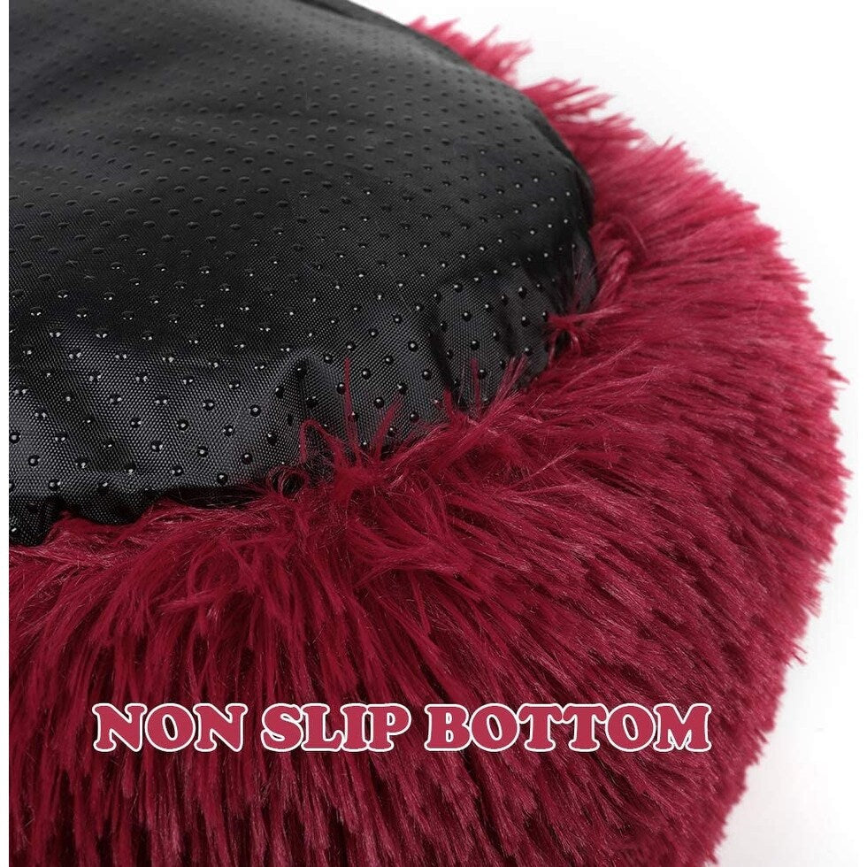 Long Plush Calming Pet Bed Round Donut Cuddler for Small Large Cat Dog