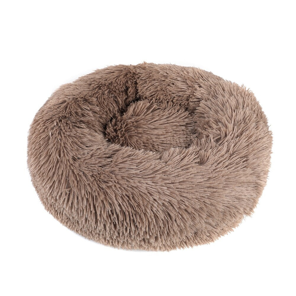 Long Plush Calming Pet Bed Round Donut Cuddler for Small Large Cat Dog