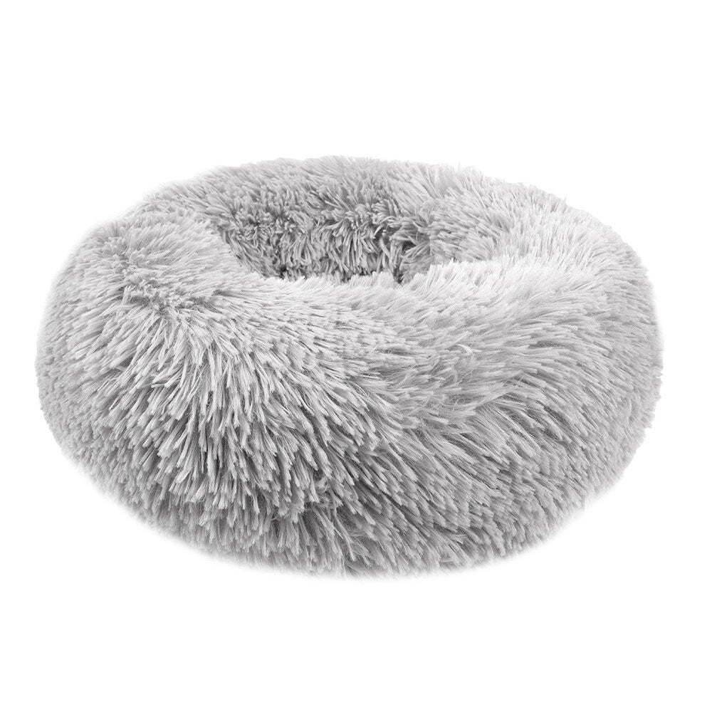 Long Plush Calming Pet Bed Round Donut Cuddler for Small Large Cat Dog