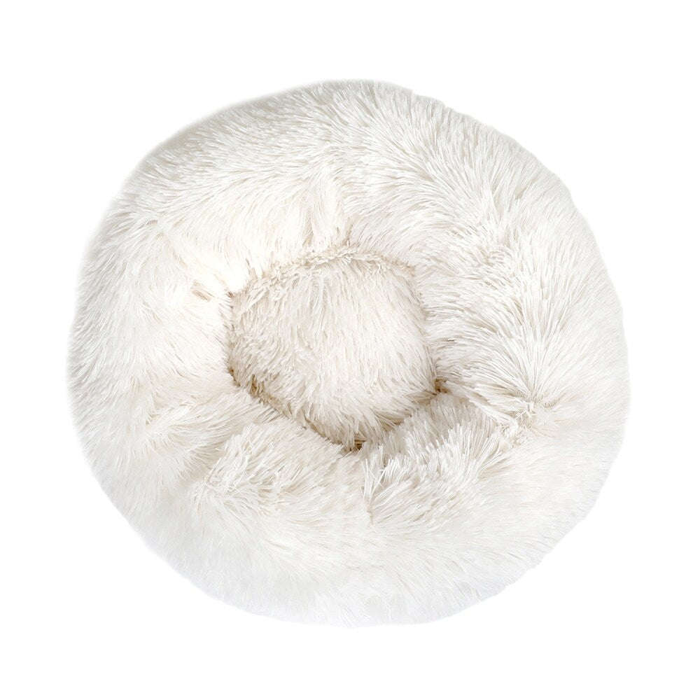 Long Plush Calming Pet Bed Round Donut Cuddler for Small Large Cat Dog