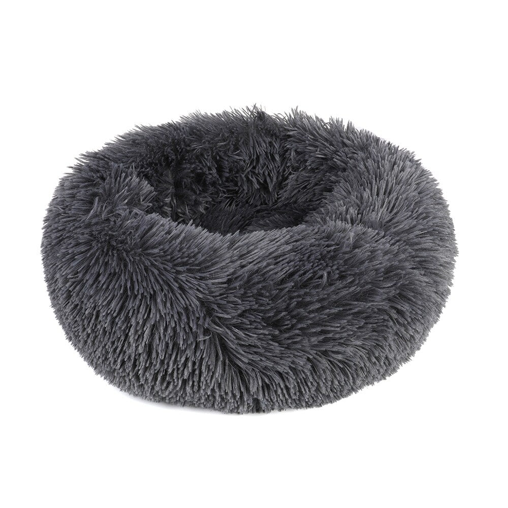 Long Plush Calming Pet Bed Round Donut Cuddler for Small Large Cat Dog