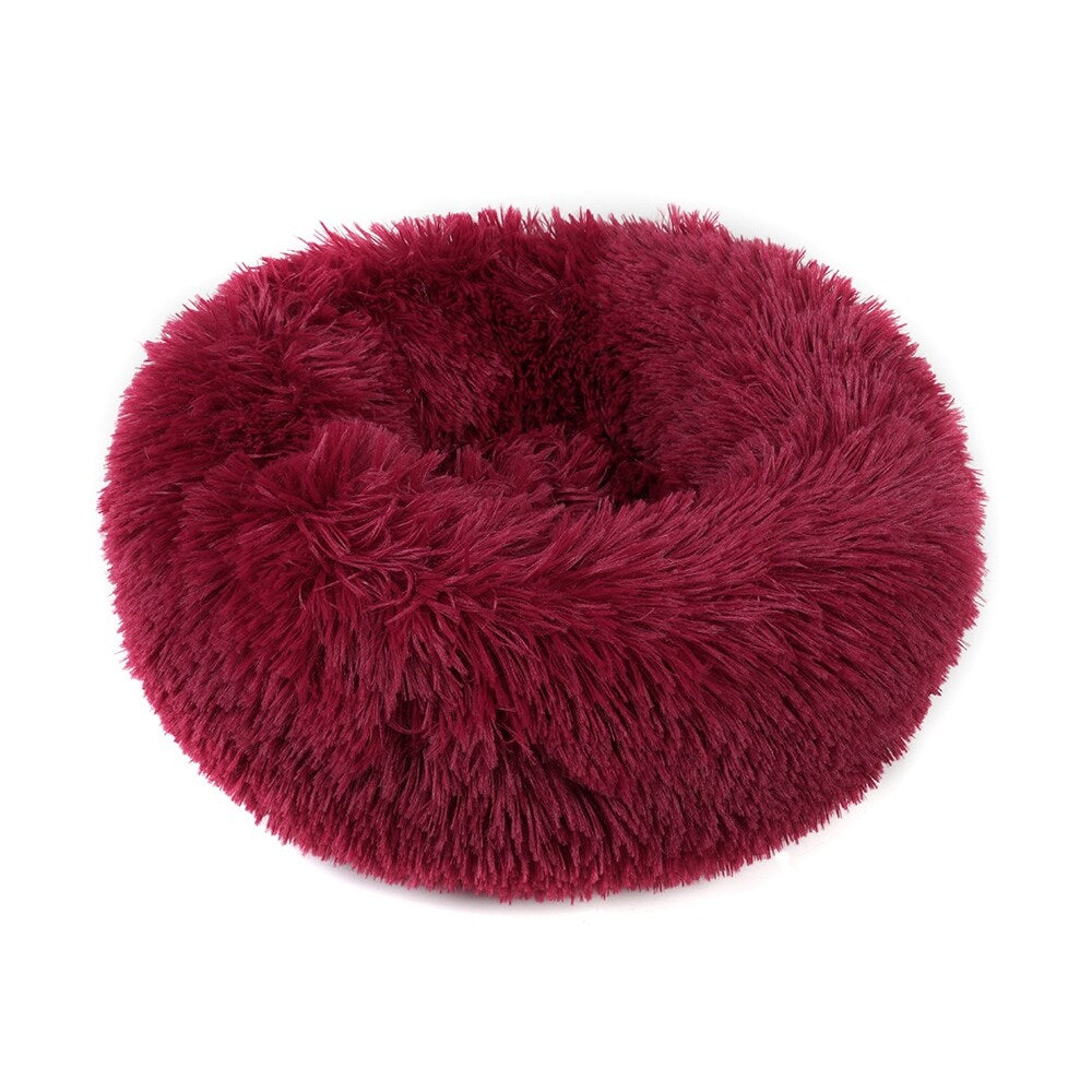 Long Plush Calming Pet Bed Round Donut Cuddler for Small Large Cat Dog