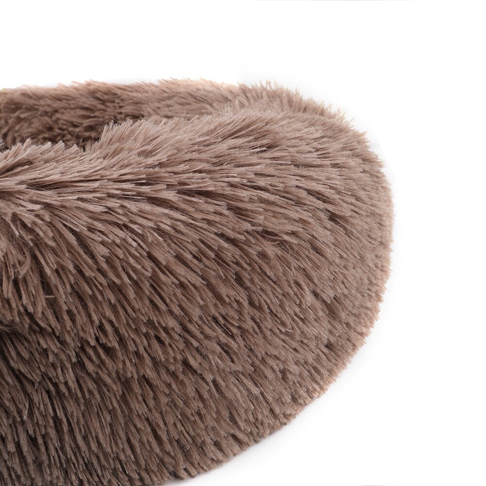 Long Plush Calming Pet Bed Round Donut Cuddler for Small Large Cat Dog