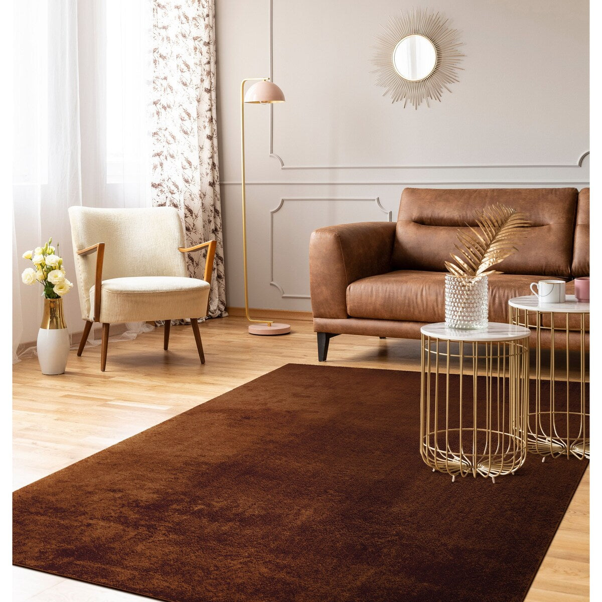 Soft Washable Area Rug with Anti-Slip Backing in solid Colors