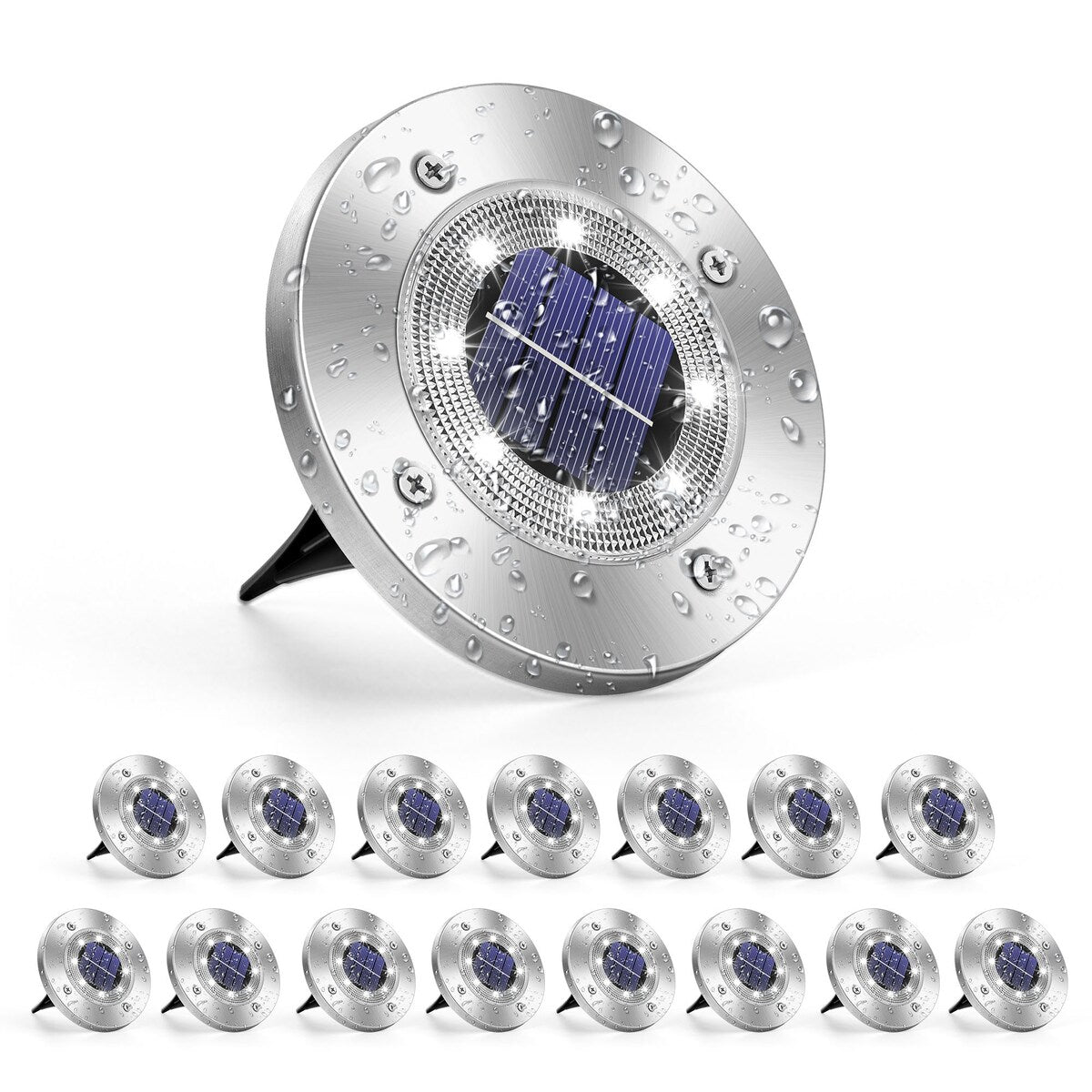 Solar Ground Lights Outdoor Waterproof Disc Lights for Deck,Garden,Pathway