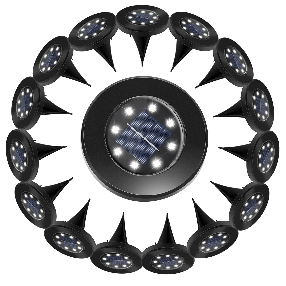 Solar Ground Lights Outdoor Waterproof Disc Lights for Deck,Garden,Pathway
