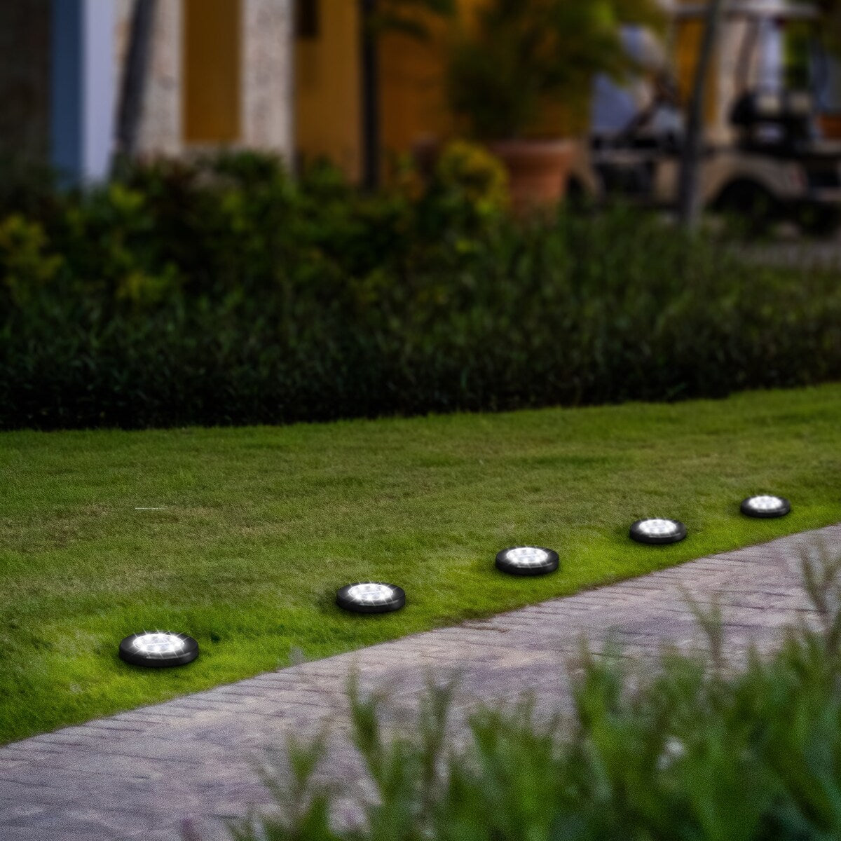 Solar Ground Lights Outdoor Waterproof Disc Lights for Deck,Garden,Pathway