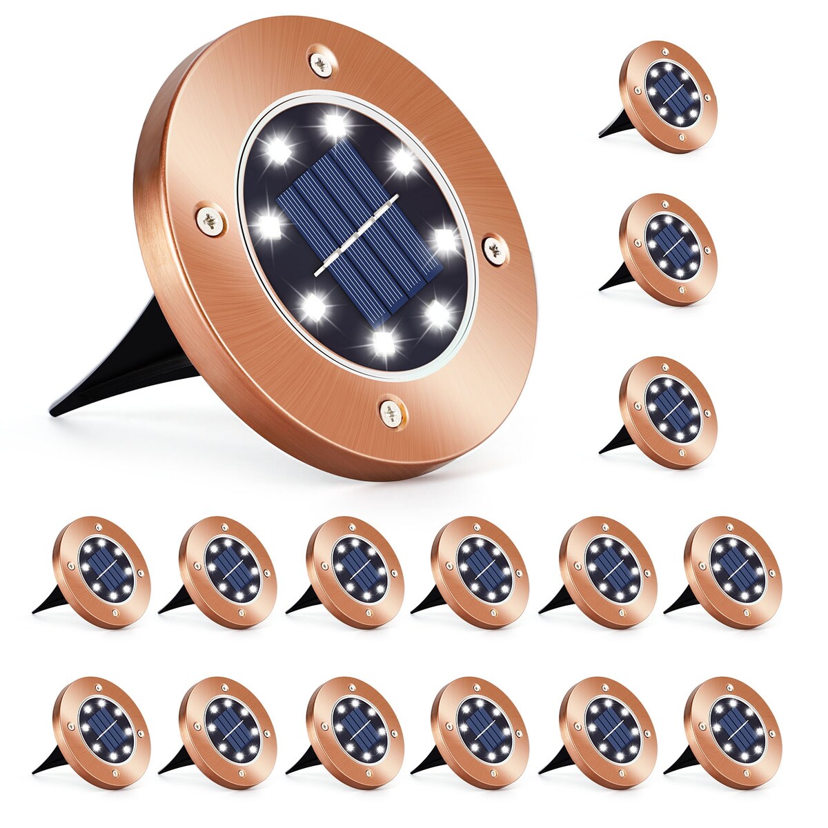 Solar Ground Lights Outdoor Waterproof Disc Lights for Deck,Garden,Pathway