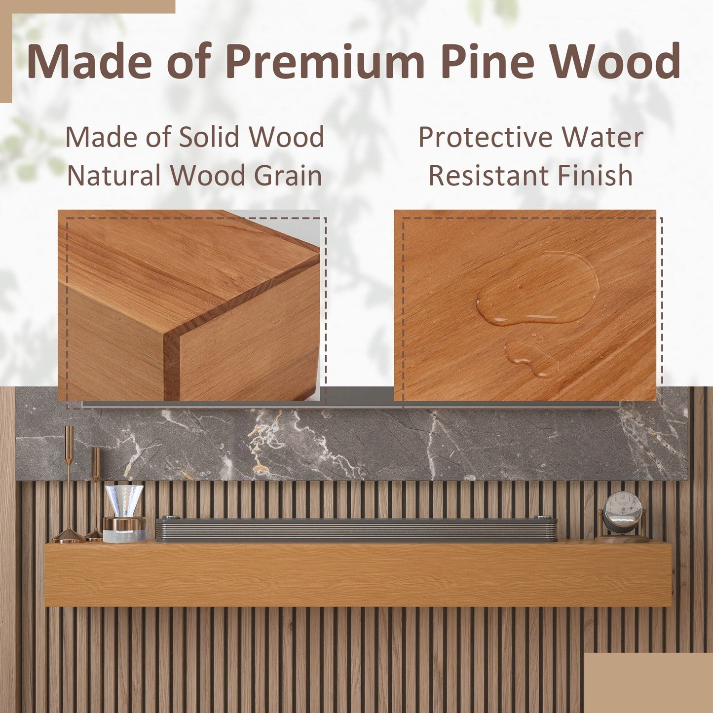 Solid Pine Wall Mounted Fireplace Mantel Floating Shelf
