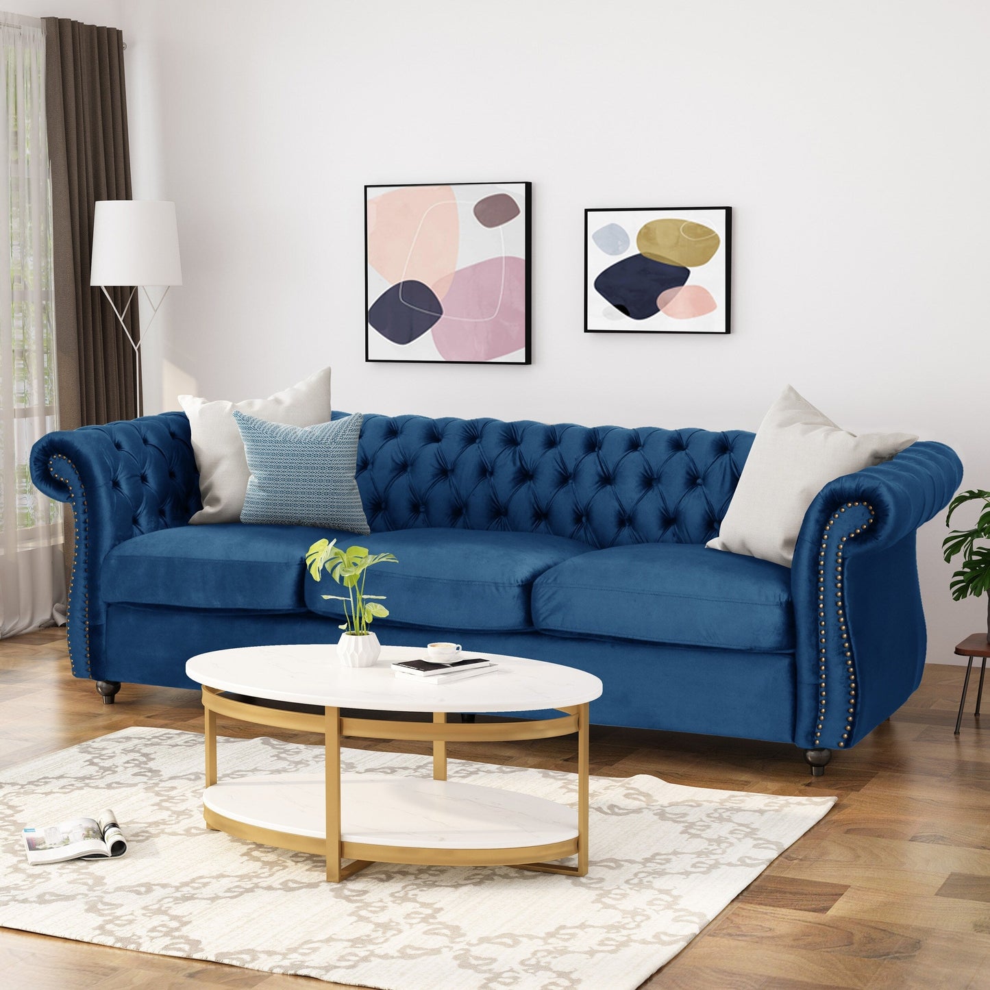 Canapé capitonné Somerville Chesterfield en velours par Christopher Knight Home