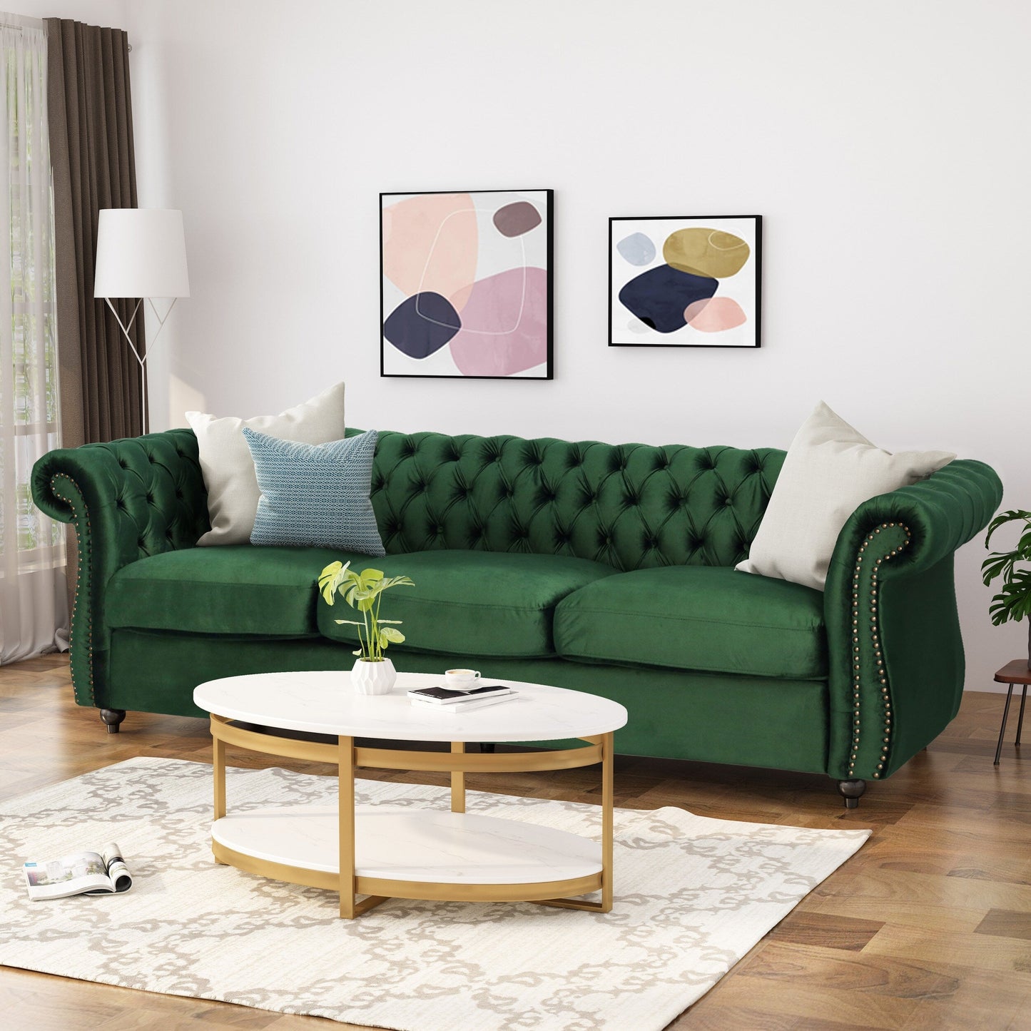 Canapé capitonné Somerville Chesterfield en velours par Christopher Knight Home