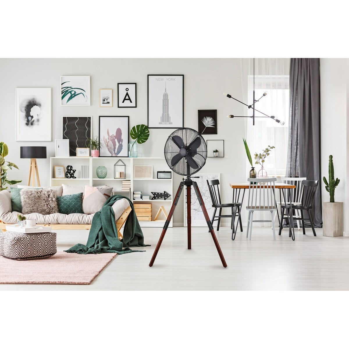 Star Fans Star Tripod 16-inch Stand Fan with Wooden Legs