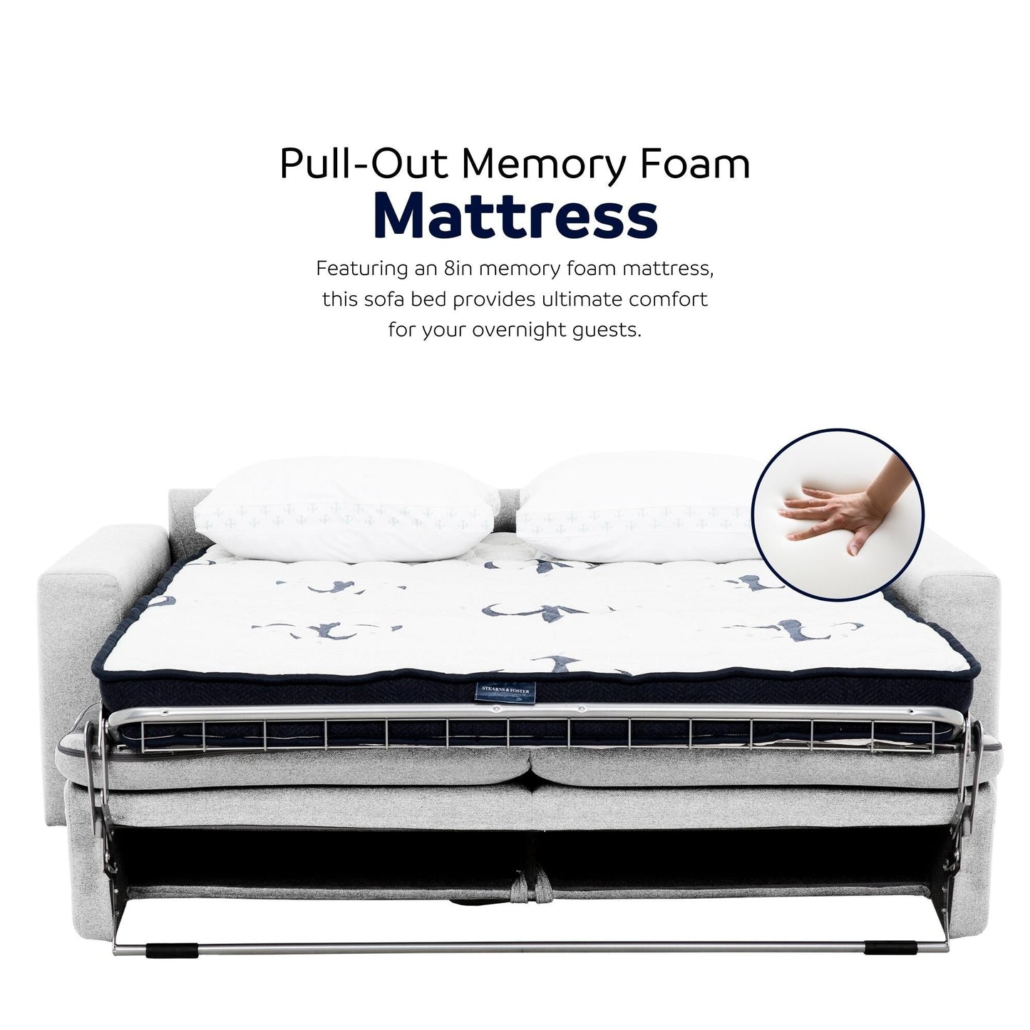 Canapé-lit double Stearns & Foster® Giotto de 78 po avec matelas en mousse à mémoire de forme