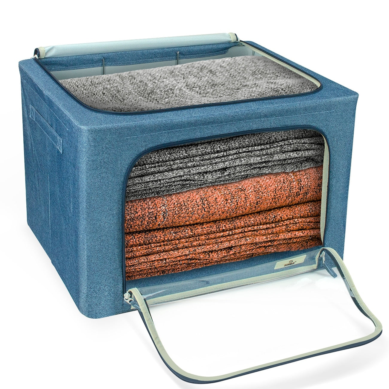 Storage Bins, Foldable Stackable Container Organizer Set with Large Window & Carry Handles